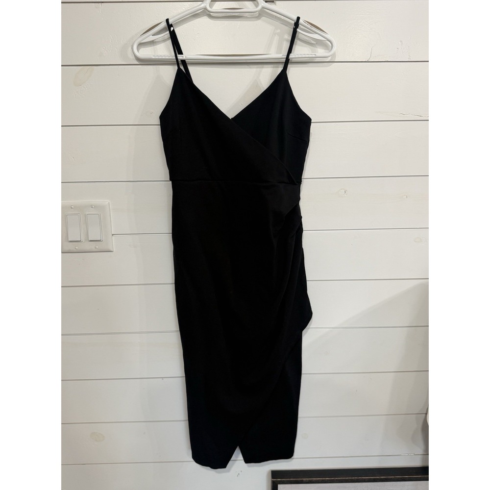 Lulus Women's Black Ruched Midi Dress Spaghetti Straps Size Medium